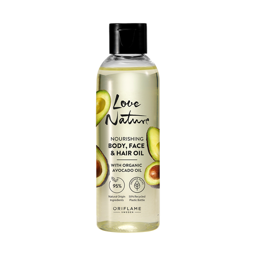 Aceite Nutritivo para Cuerpo, Rostro y Cabello con Aceite de Aguacate Orgánico Love Nature